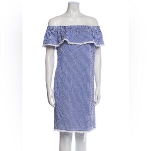 Sail to Sable Large off the Shoulder Striped Mini Dress